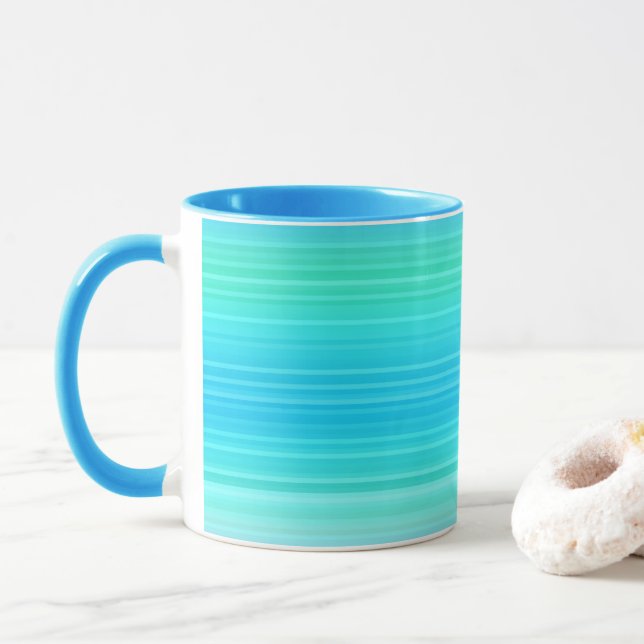 Mug Pastel Abstrait Turquoise Bleu Bleu Grandes Têtes  (Avec donut)