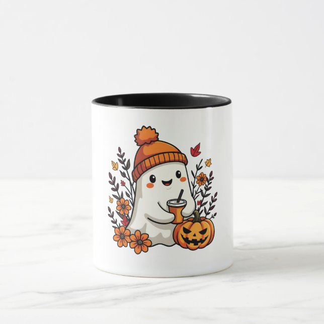 Mug Pastel Automne Kawaii Fantôme Automne Citrouille É (Centre)