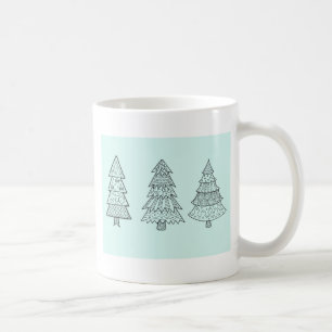 Mug pastel bleu glacé élégant sapins de Noël