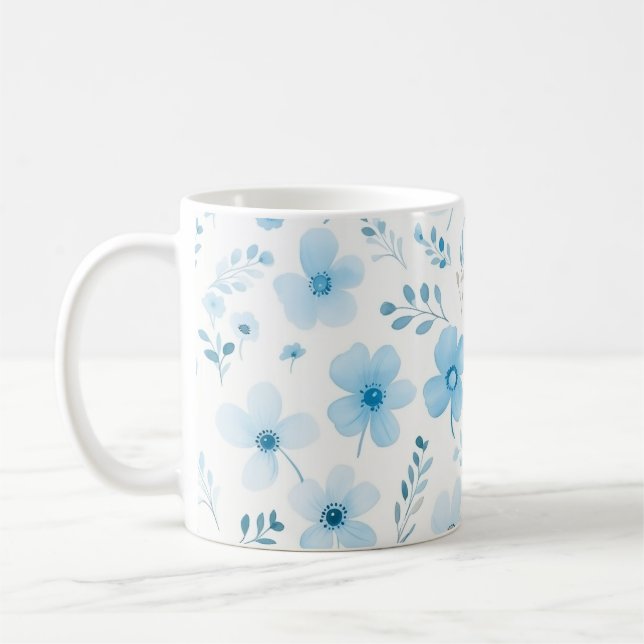 Mug Pastel Blue Boho Floral Fleurs de motifs (Gauche)