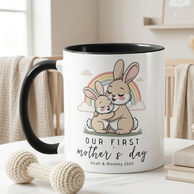 Mug Pastel Bunny Mom Baby First Mothers Day Love Art (Créateur téléchargé)