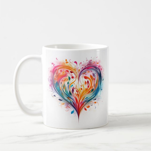 Mug Pastel coloré Abstrait Coeur Design (Gauche)