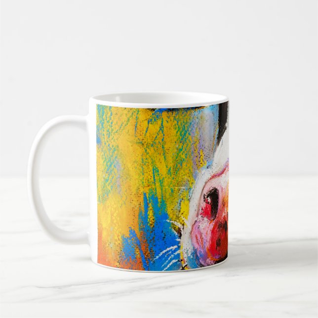 Mug Pastel Cow Portrait Peinture moderne (Gauche)