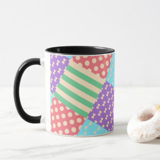 Mug Pastel Damier Rayure Arc Géométrique