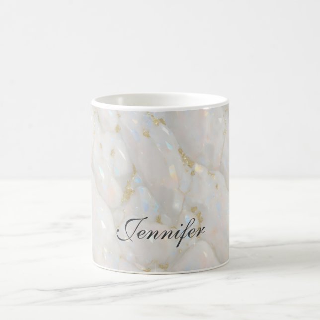 Mug Pastel Eleganr Opal Pierre Nom Personnalisé (Centre)