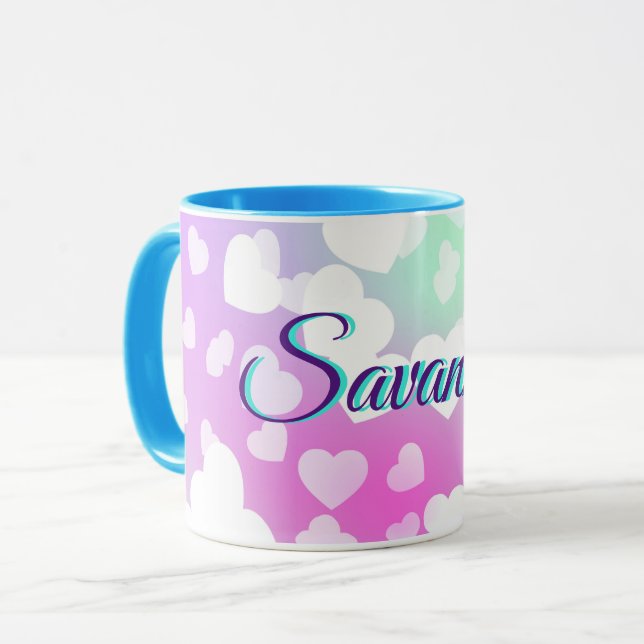 Mug Pastel Falling Hearts Personnalisé (Devant gauche)