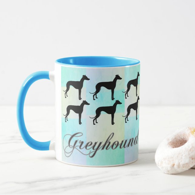Mug Pastel Greyhound Silhouette (Avec donut)