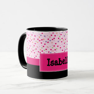 Mug Pastel Hearts on Pink Personalized