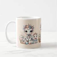 Pastel Kawaii Unicorne Mère Fille Duo Beige
