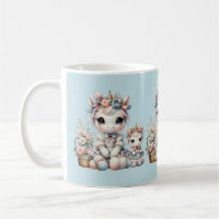Pastel Kawaii Unicorne Mère fille Duo bleu