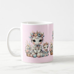 Mug Pastel Kawaii Unicorne Mère Fille Duo Rose
