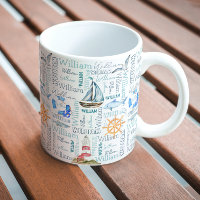 Pastel nom personnalisé voile nautique marine