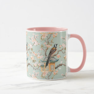 Mug Pastel Oriental Oiseaux et fleurs de fruits