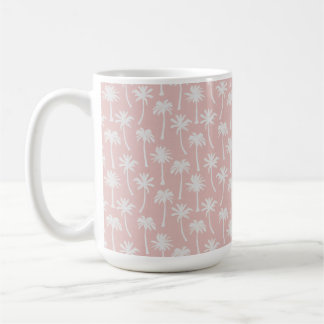 MUG PASTEL PÊCHE AVEC PALMIERS TROPICAUX BLANCS D'ÉTÉ