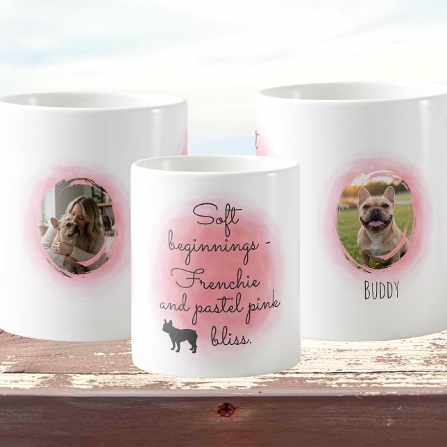Mug Pastel Pink French Bulldog Custom Photo & Name (Créateur téléchargé)