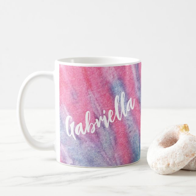 Mug Pastel Rainbow Tie Dye Super Personnalisé (Avec donut)
