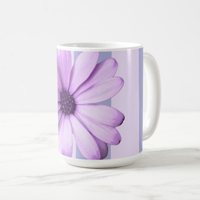 Mug Pastel rayures motif avec marguerites (Devant droit)