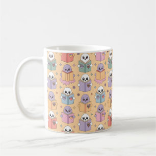 Mug Pastel Reading Retro Ghosts Motif