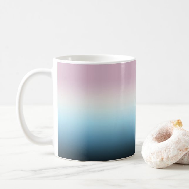 Mug Pastel rose et bleu Dégradé Indigo Rose Ombre (Avec donut)