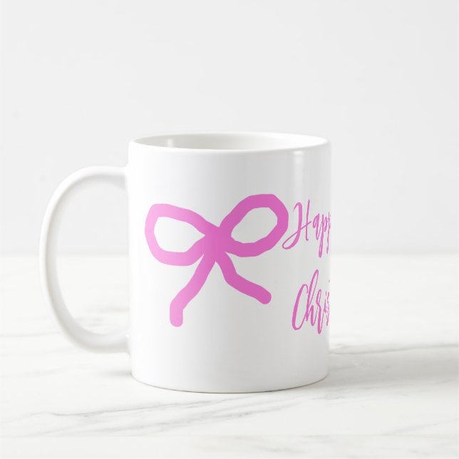 Mug Pastel rose violet heureux 1er Noël bow name da (Gauche)