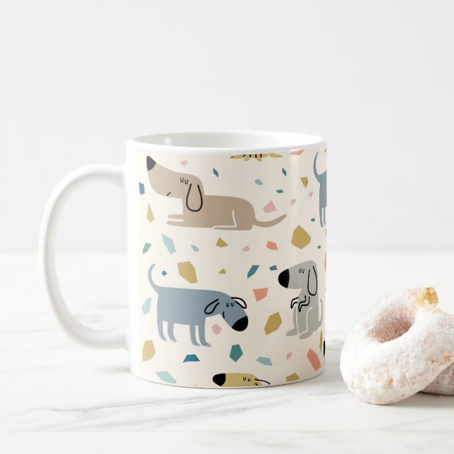 Mug Pastel Terrazzo Funny Mignonne Chien Motif (Avec donut)