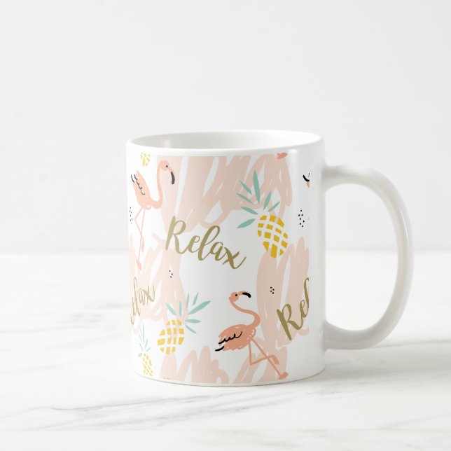 Mug Pastel Tropical Pink Flamingo Motif (Droite)