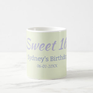 Mug Pastel vert violet nom d'anniversaire 16 ans en gr