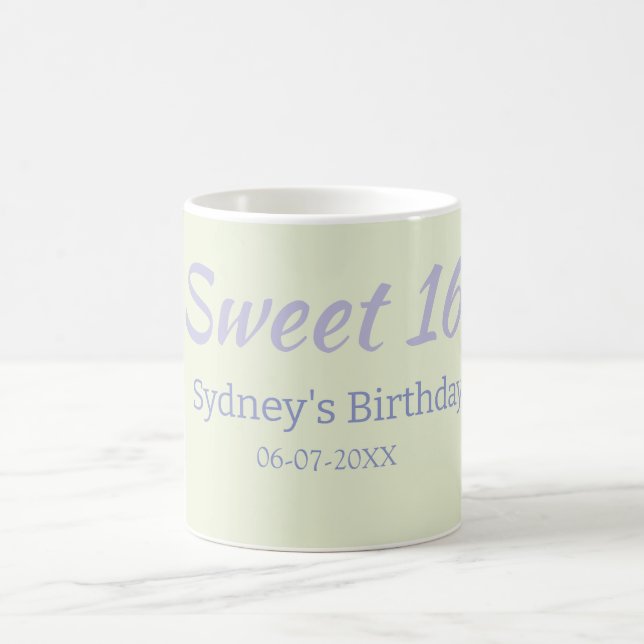 Mug Pastel vert violet nom d'anniversaire 16 ans en gr (Centre)
