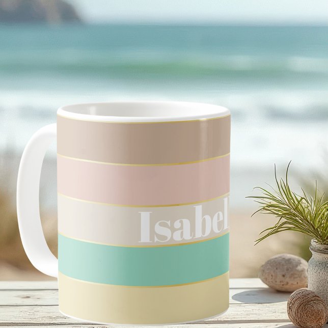 Mug Pastell Gold Custom Été Bloc de Couleurs Rayures (Créateur téléchargé)
