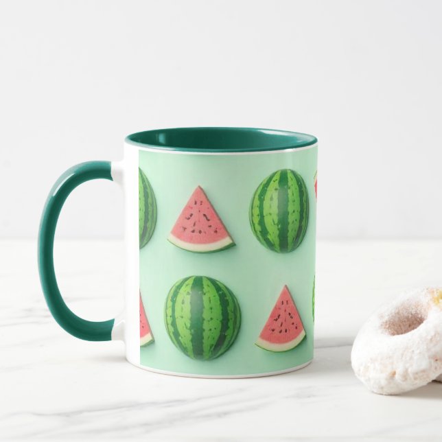Mug Pastèque à l'aquarelle stylée tendance  (Avec donut)