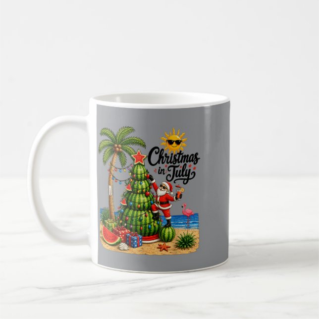 Mug Pastèque d'arbre de Noël Santa de vacances d'été (Gauche)