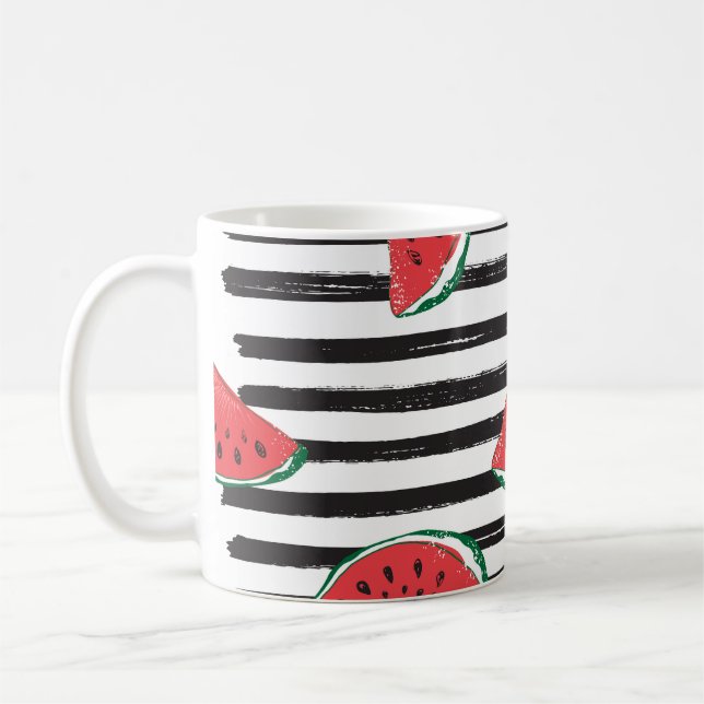 Mug pastèque rayée, motif vintage sans soudure. (Gauche)