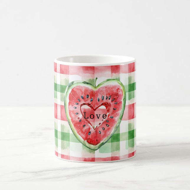 Mug Pastèque rouge vert blanc cœurs rayures (Centre)