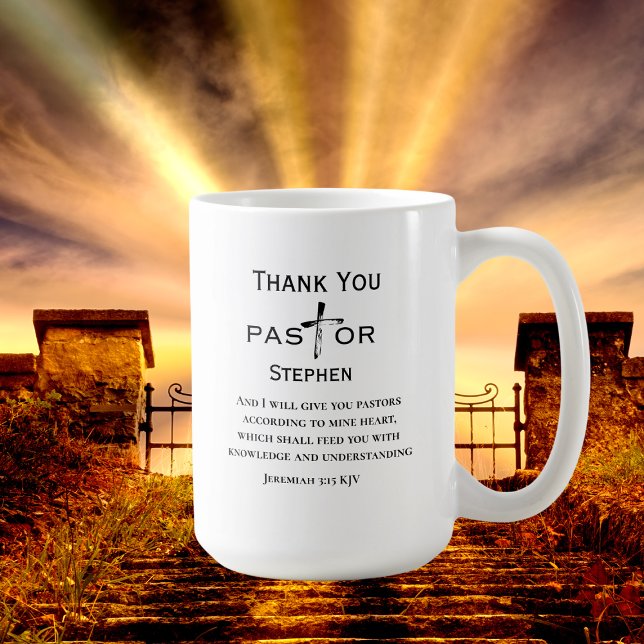 Mug Pasteur Appréciation Cross Scripture Personnalisée (Créateur téléchargé)