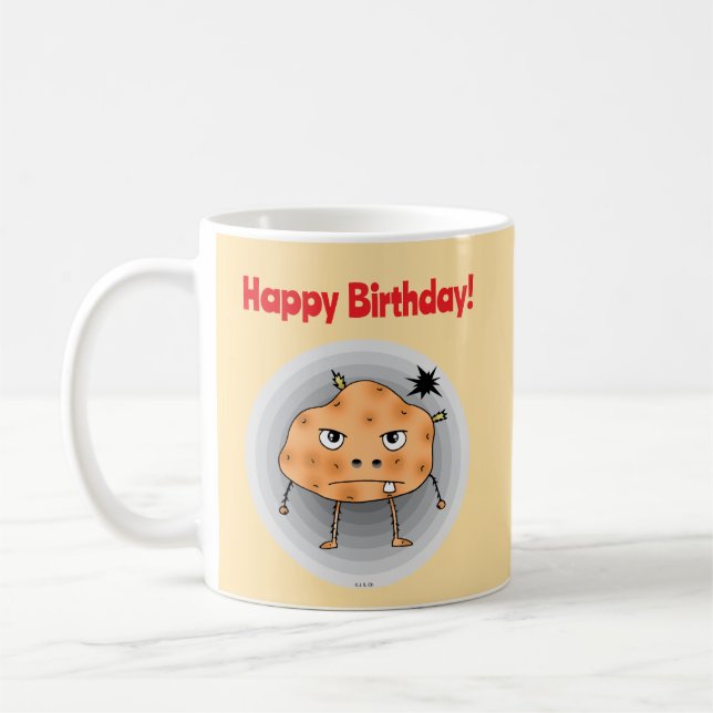 Mug Patate drôle Joyeux Anniversaire Visage (Gauche)