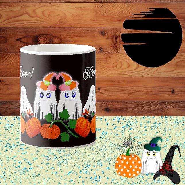 Mug Patch de Citrouille éffrayant Funky Ghost Boo Hall (Spooky Funky Ghost Boo Halloween Pumpkin Patch Coffee Mug)