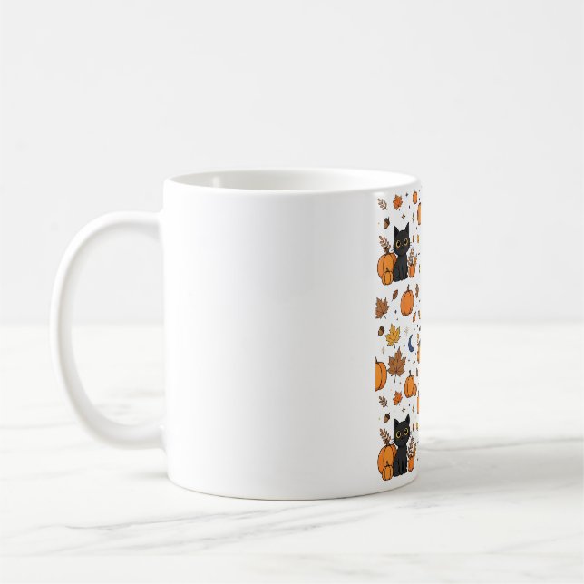 Mug Patch de citrouilles aux chats noirs pour Hallowee (Gauche)