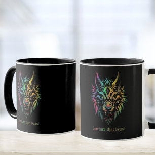 Mug Patch de loup tribal - "Cultiver cette bête"