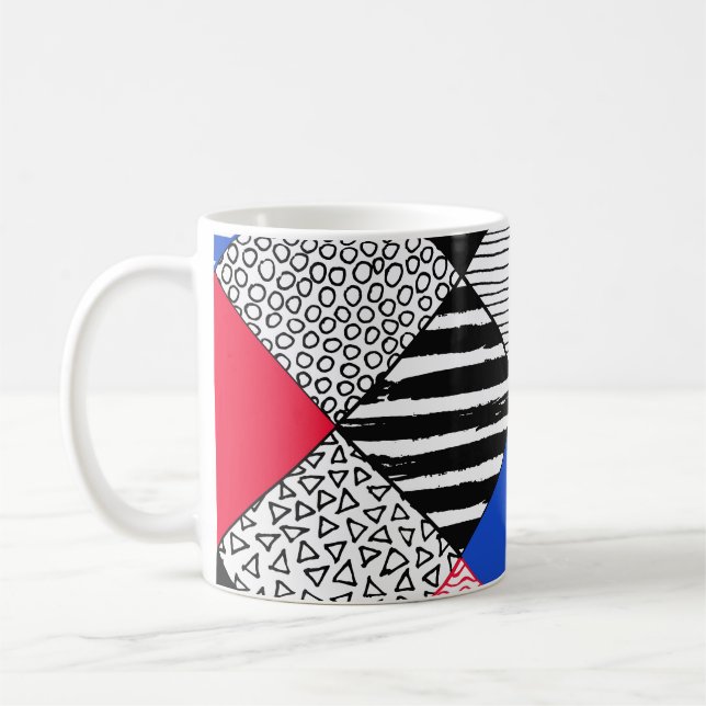 Mug Patchwork arrière - plan : oiseaux, pois. (Gauche)