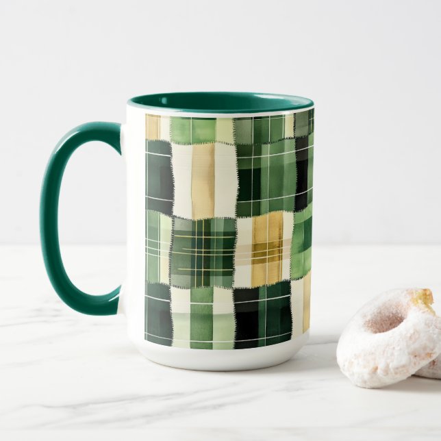 Mug Patchwork carreau émeraude (Avec donut)