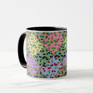Mug Patchwork cerise baie couleurs rétro vintage amusa