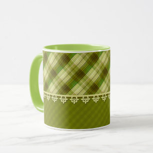Mug Patchwork couleur olive, carreaux olive, vert
