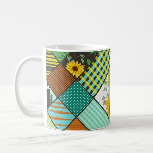 Mug Patchwork de céréales, tournesols, motif géométriq (Gauche)