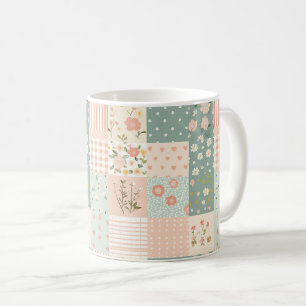 Mug Patchwork de jardin vintage en rose poussiéreux et