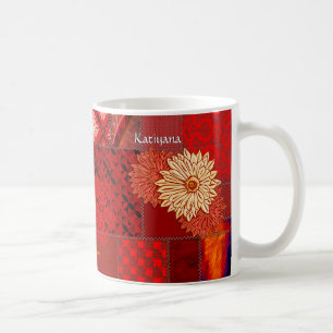 Mug Patchwork en rouge (tasse personnalisée)
