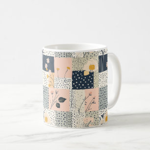 Mug Patchwork Floral de Campagne Moderne en Rose et Bl