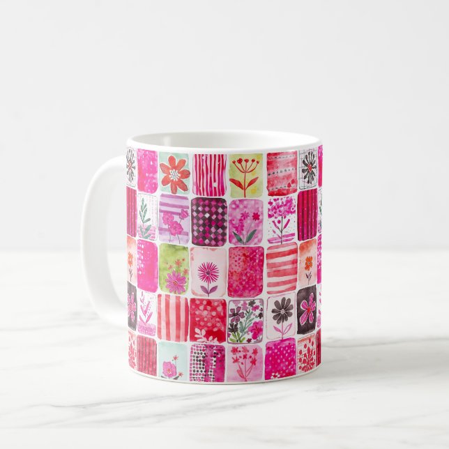 Mug Patchwork Floral Rose (Devant gauche)