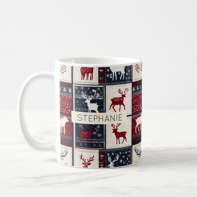 Mug Patchwork nordique de Noël | Rennes (Gauche)