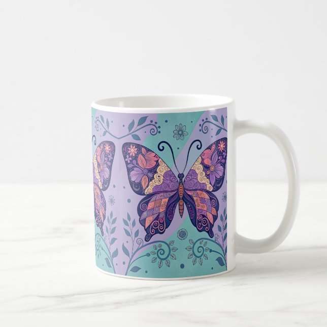 Mug Patchwork Papillon pourpre et Aqual (Droite)