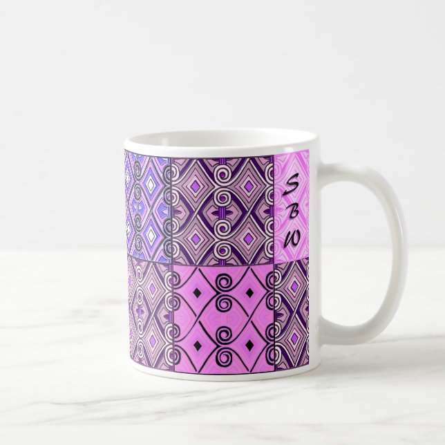 Mug Patchwork persan pourpre (tasse personnalisée) (Droite)